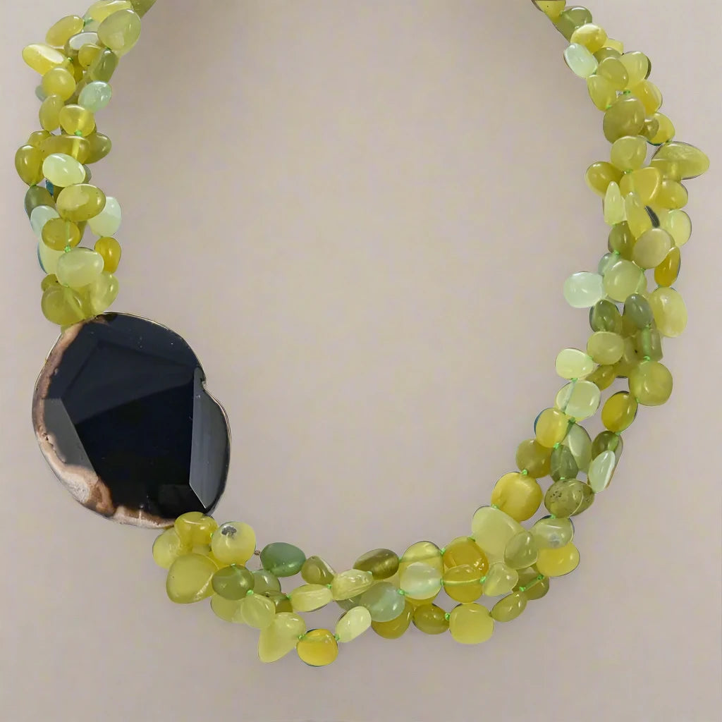 Olive Agate Stone Necklace