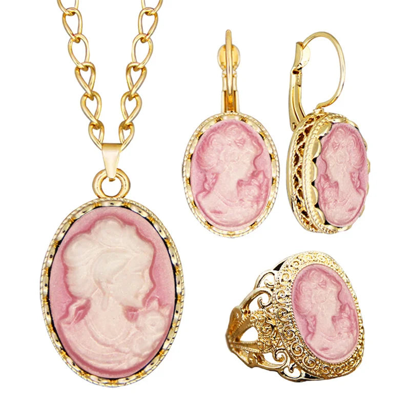 Vintage Lady Queen Cameo Jewelry Sets