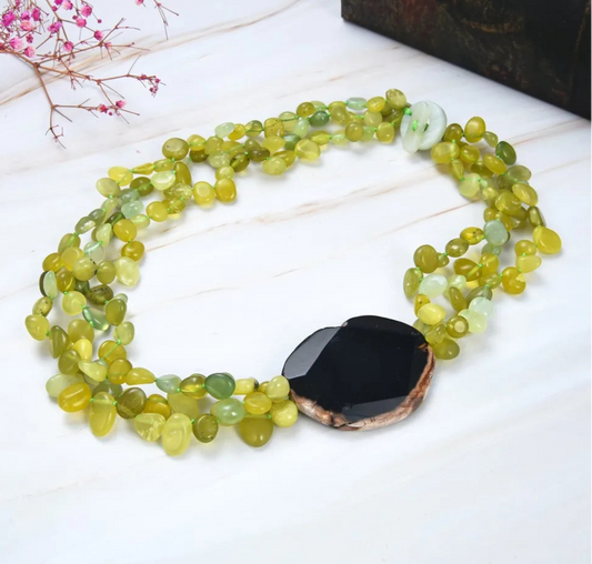 Olive Agate Stone Necklace