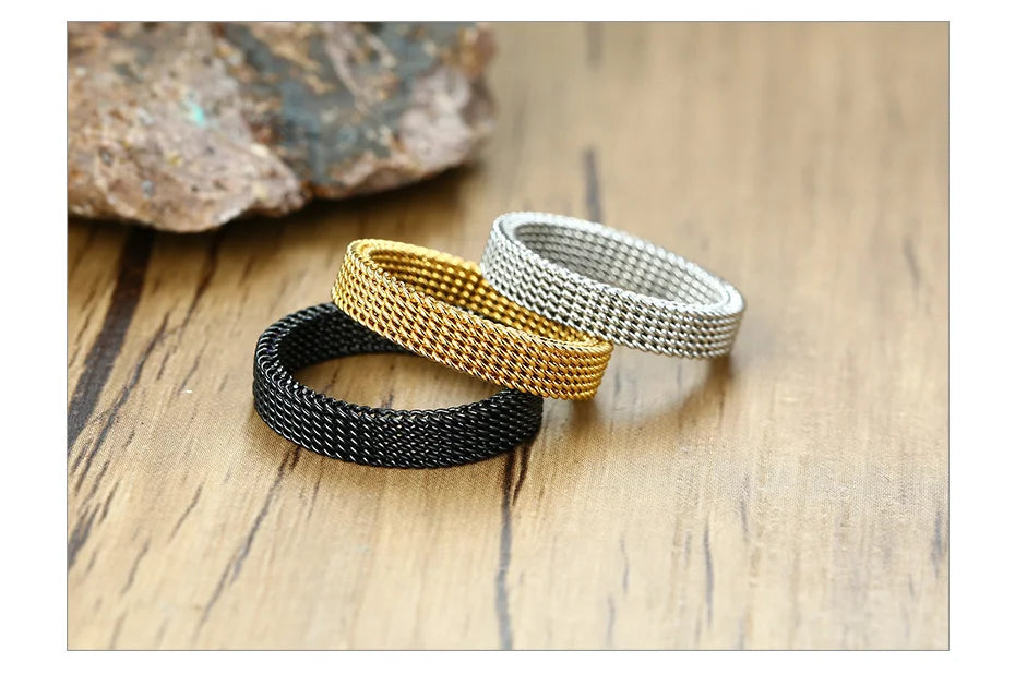 Mesh Wedding Bands For Her and Him