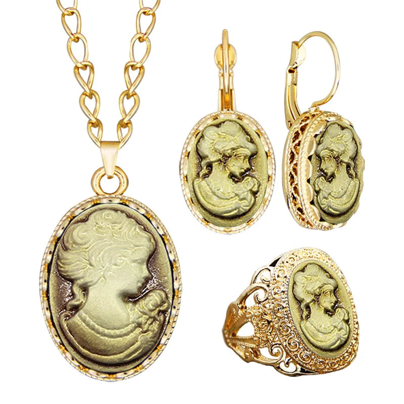 Vintage Lady Queen Cameo Jewelry Sets