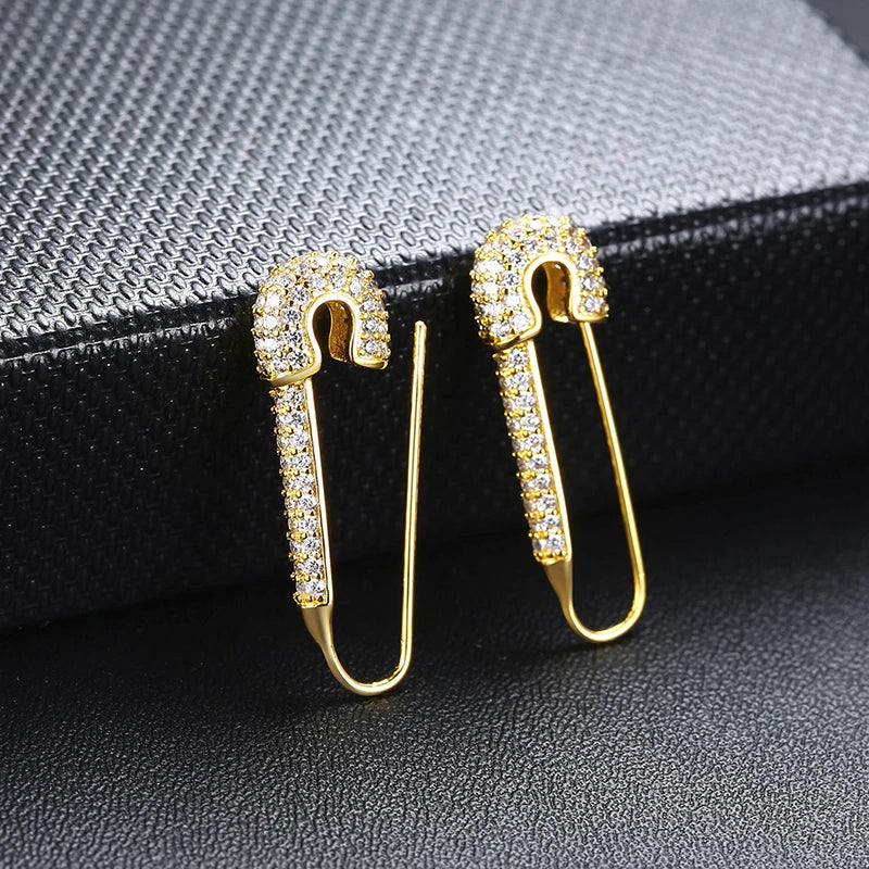 Safety Pin Studded Earrings