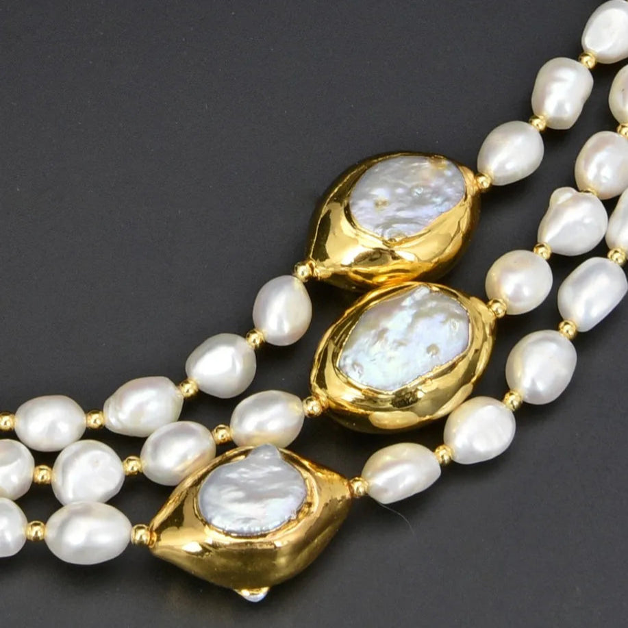 Cultured Keshi Pearls and 3 Baroque Pearls Choker