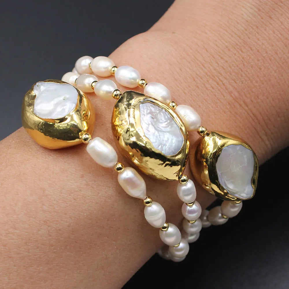 Cultured Freshwater White Keshi Pearl Bracelet