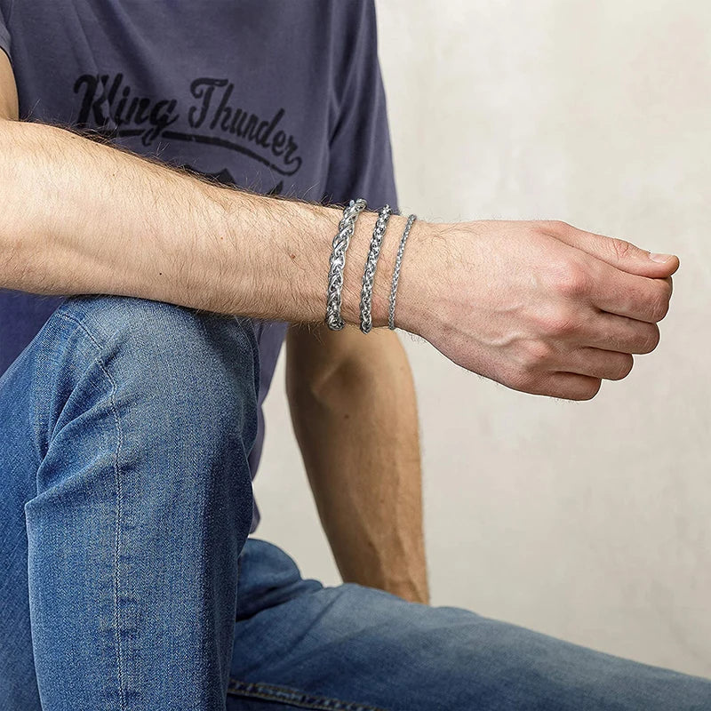 Silver Colored Wheat Chain Bracelets