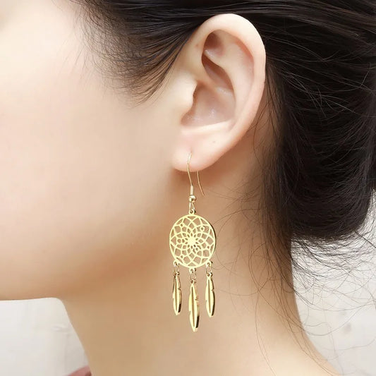 Geometric Dream Catcher Drop Earrings