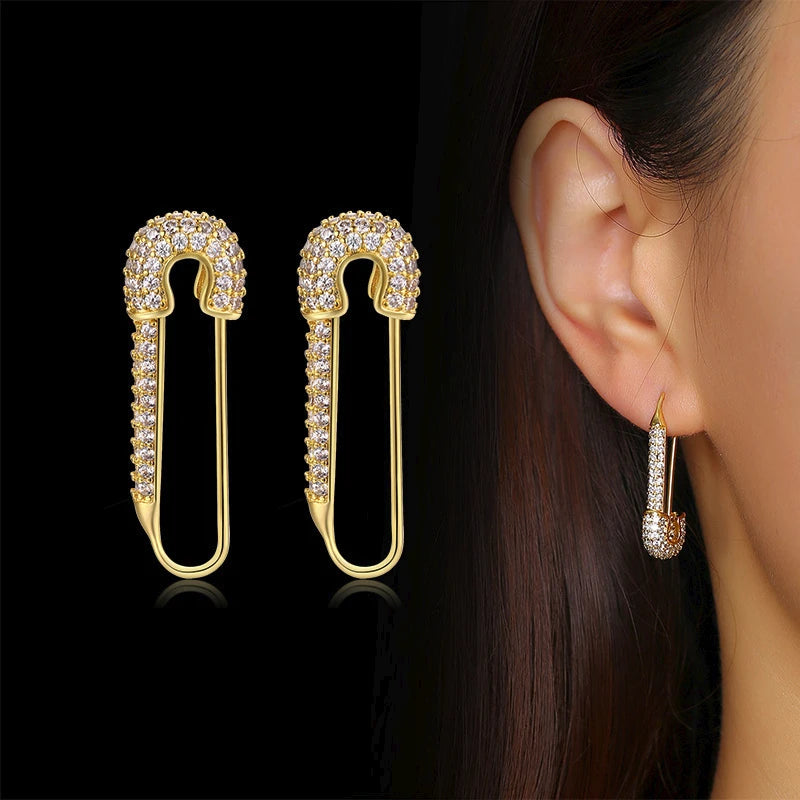 Safety Pin Studded Earrings