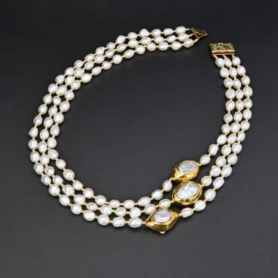 Cultured Keshi Pearls and 3 Baroque Pearls Choker