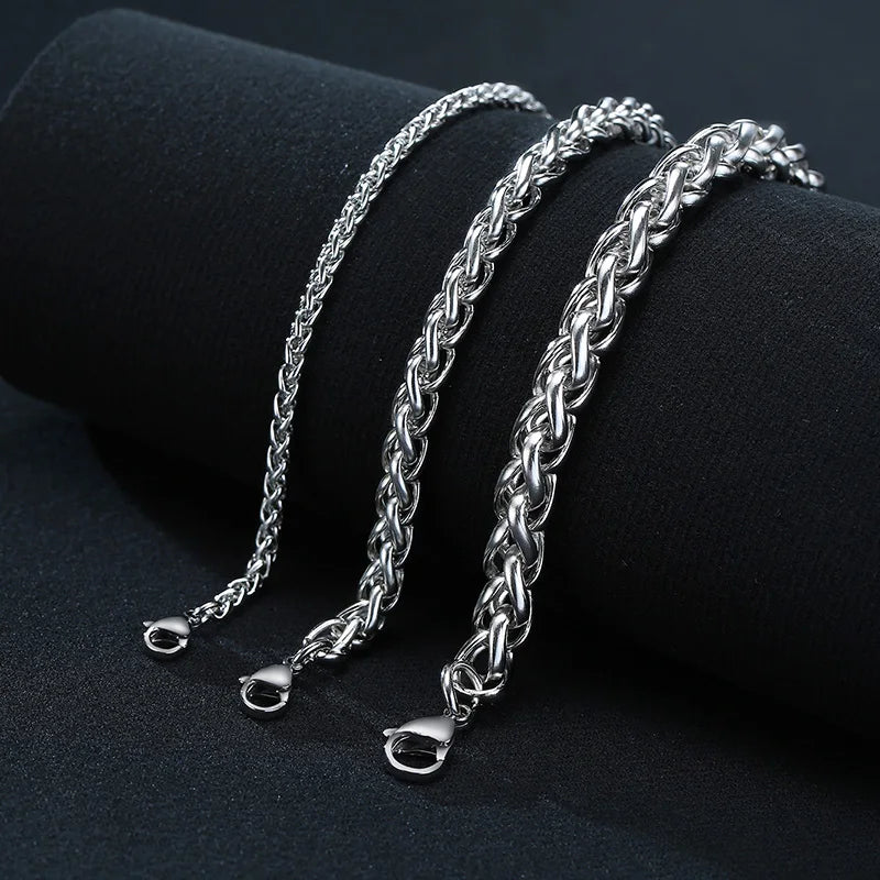 Silver Colored Wheat Chain Bracelets