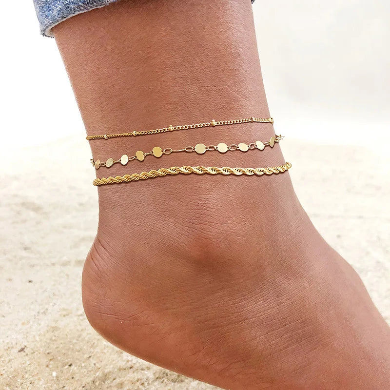 Simple Chain Anklets