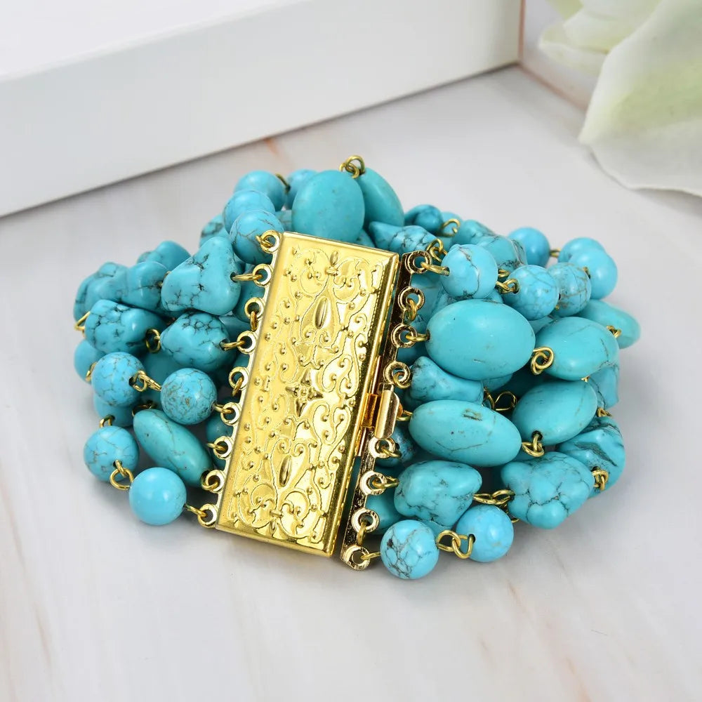 8" Turquoise GemStone Strands Bracelet