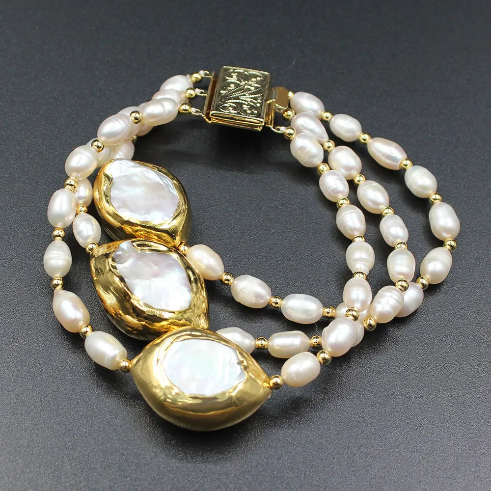 Cultured Freshwater White Keshi Pearl Bracelet