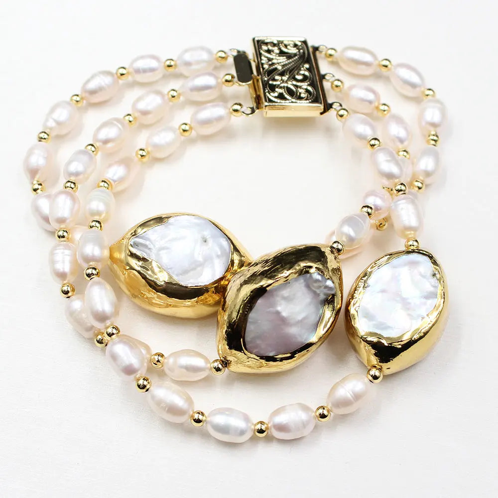 Cultured Freshwater White Keshi Pearl Bracelet