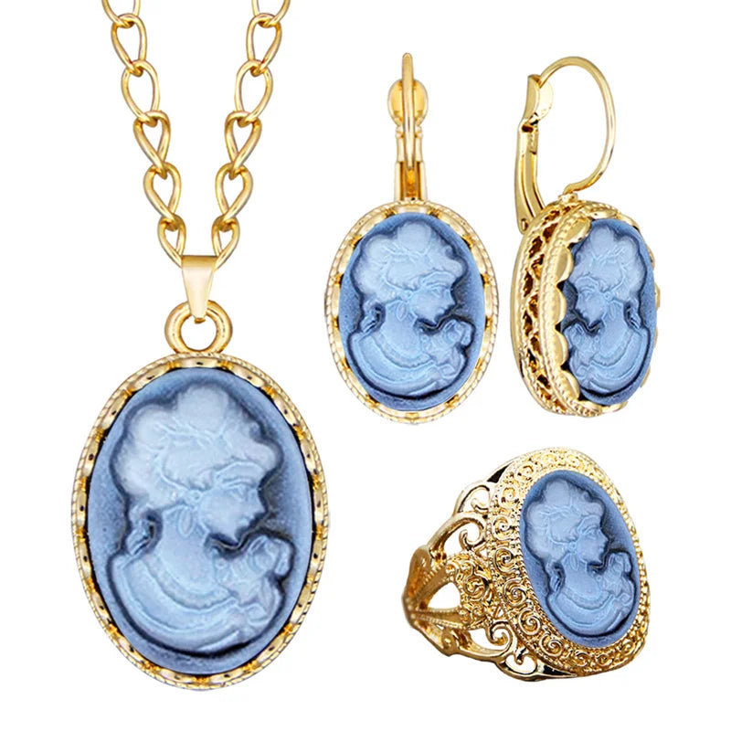 Vintage Lady Queen Cameo Jewelry Sets