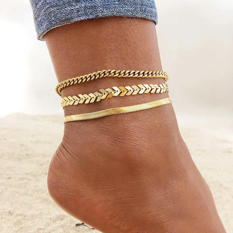 Simple Chain Anklets