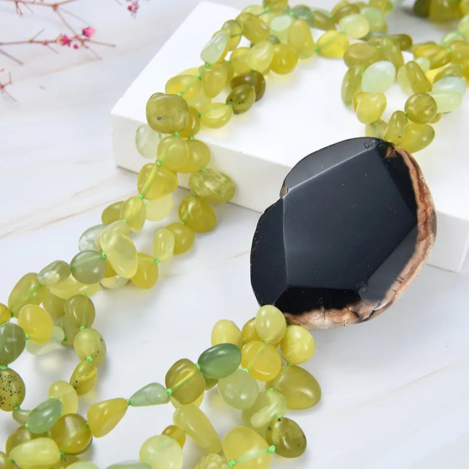 Olive Agate Stone Necklace