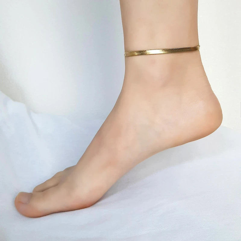 Flat Snake Chain Anklet & Bracelet