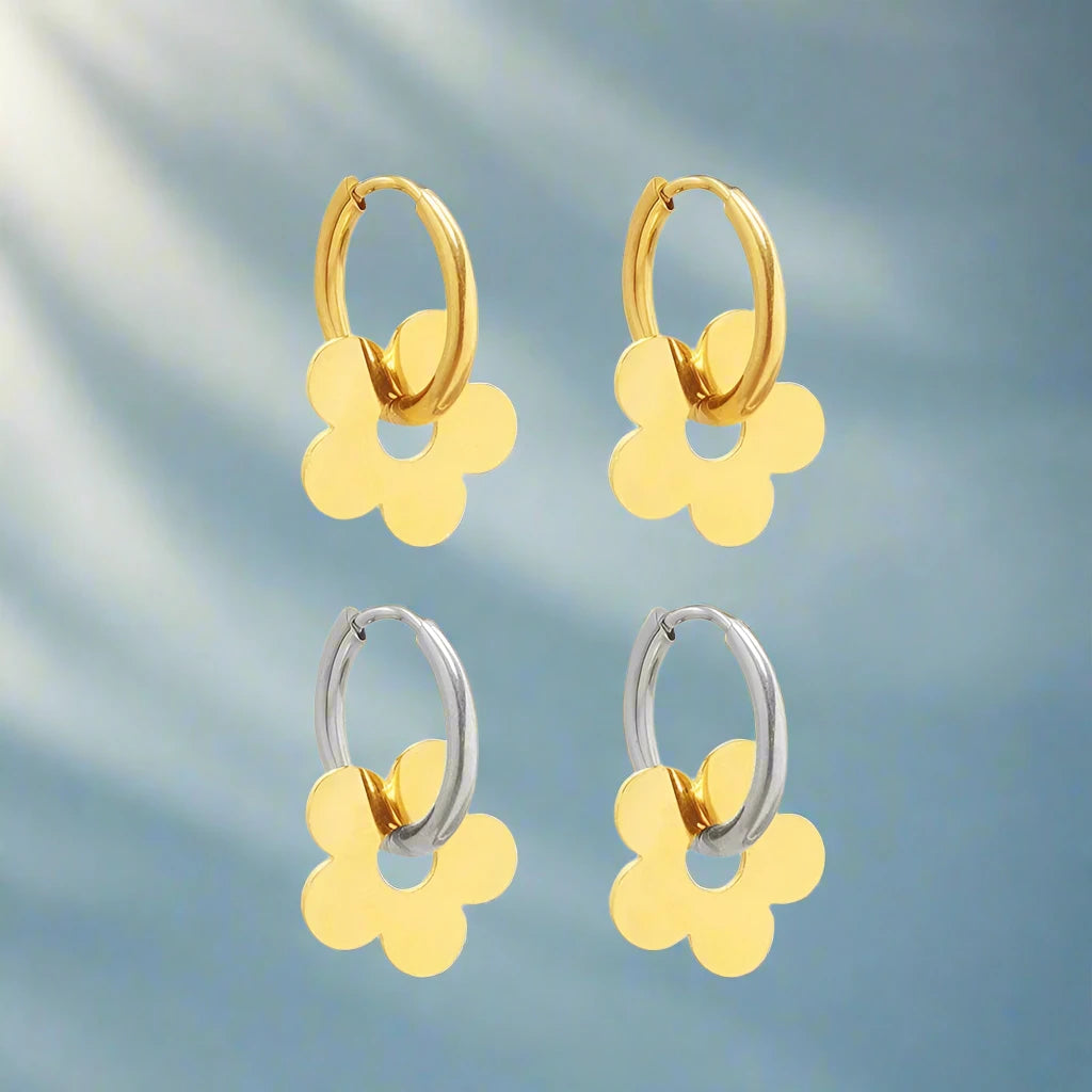 Flower Hoop Earrings