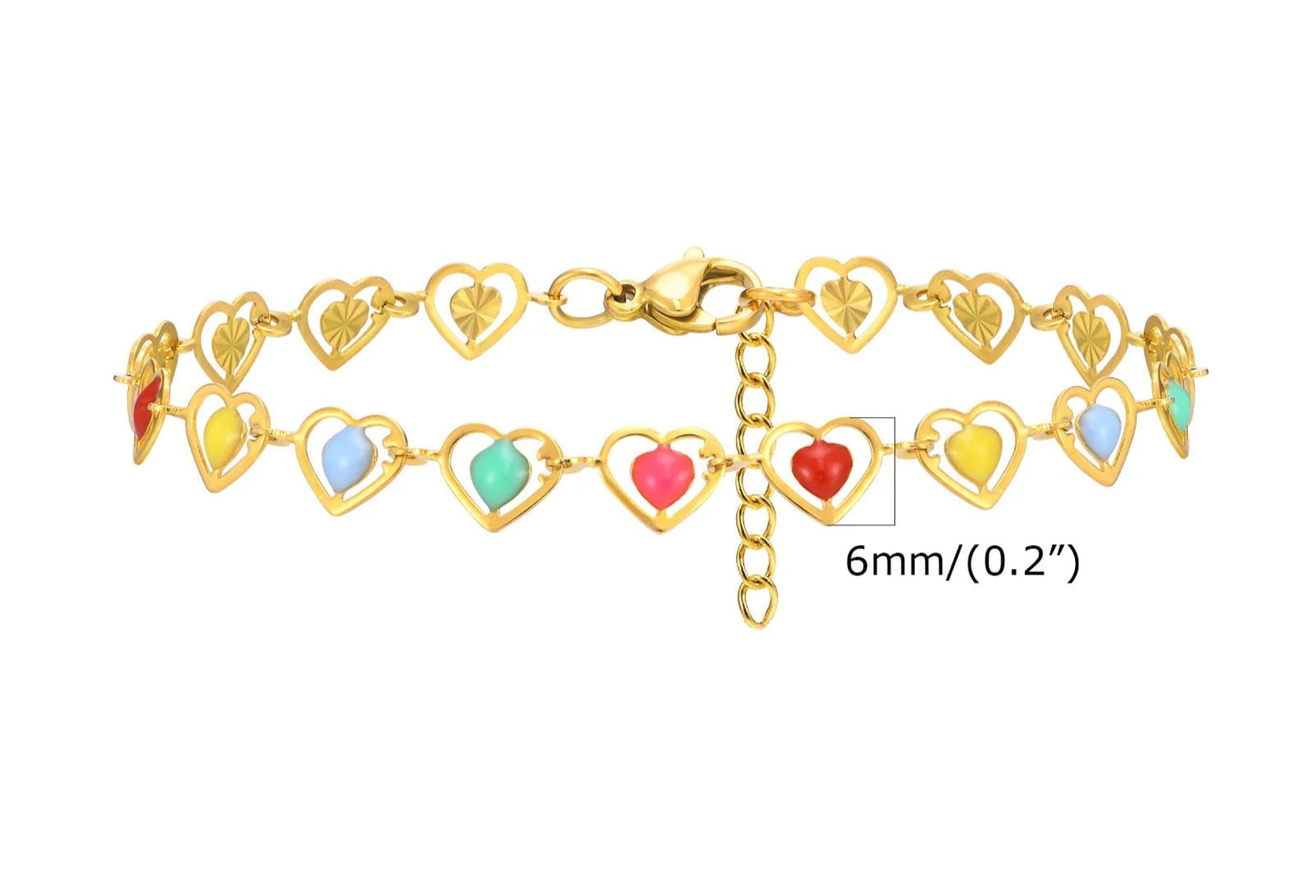 Cherry, Flower and Heart Charms Link Bracelets