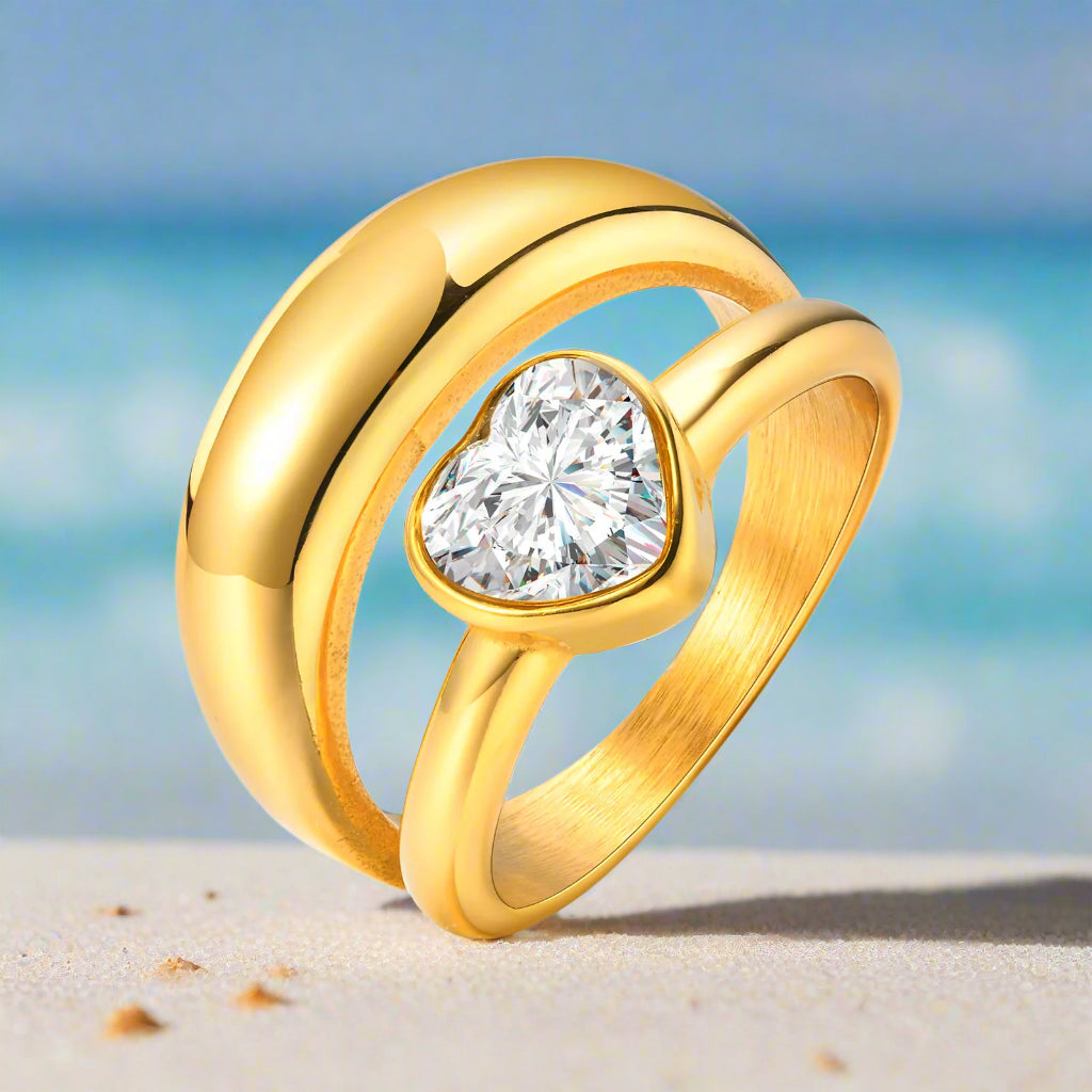 Double Band Heart Ring