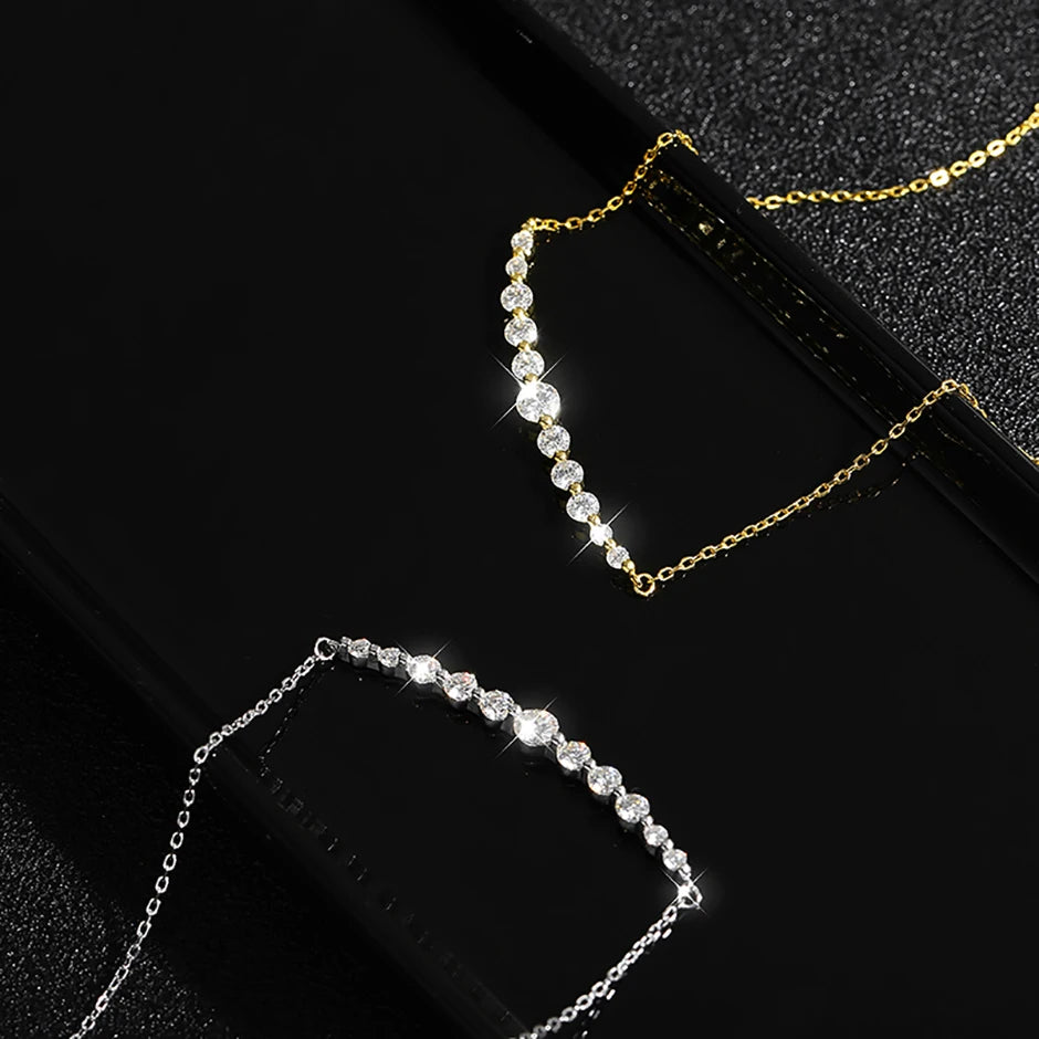 Moissanite Gradient 11 Stone Necklace - Silver