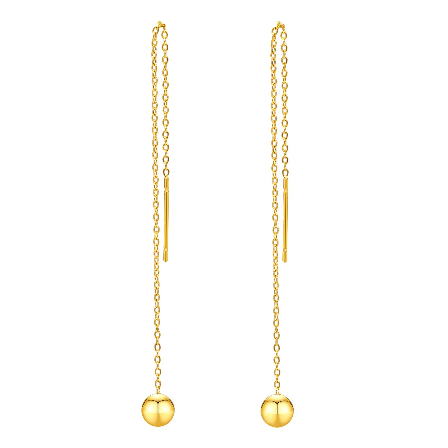 Long Threader Dangling Ball Earrings