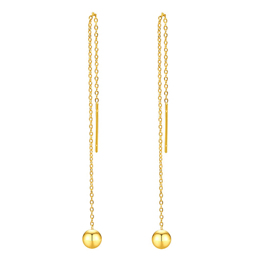 Long Threader Dangling Ball Earrings