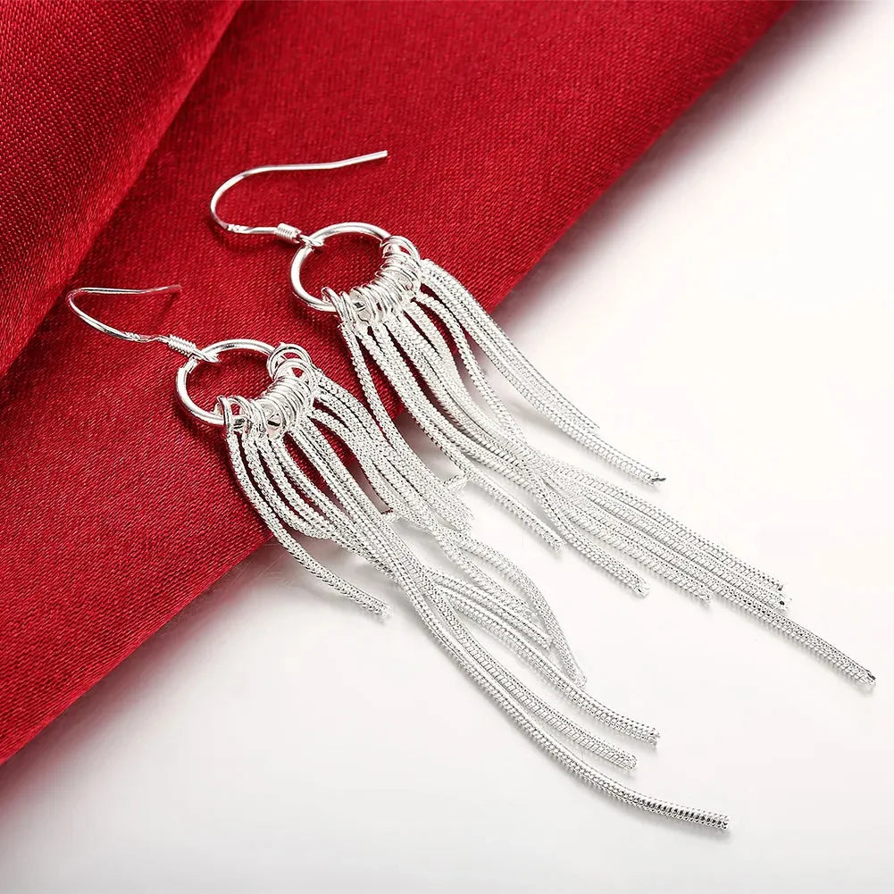 Tassel Lines Jewelry Set - Silver