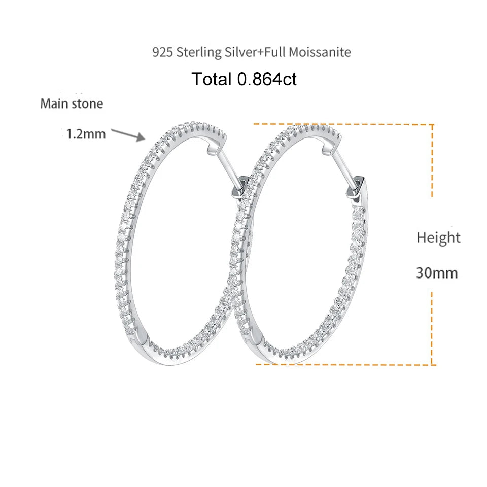 Moissanite Hoop Earrings - Silver