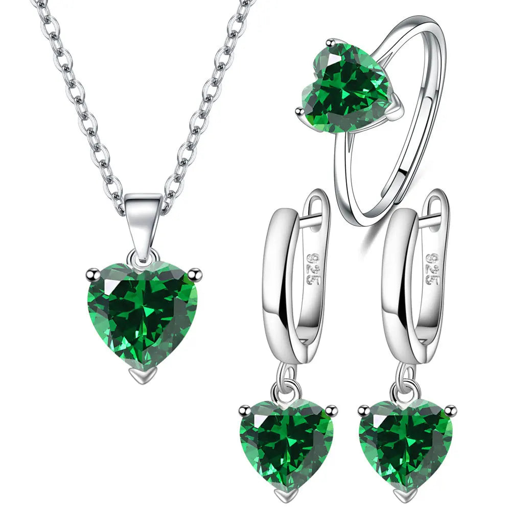 Silver Heart Jewelry Sets
