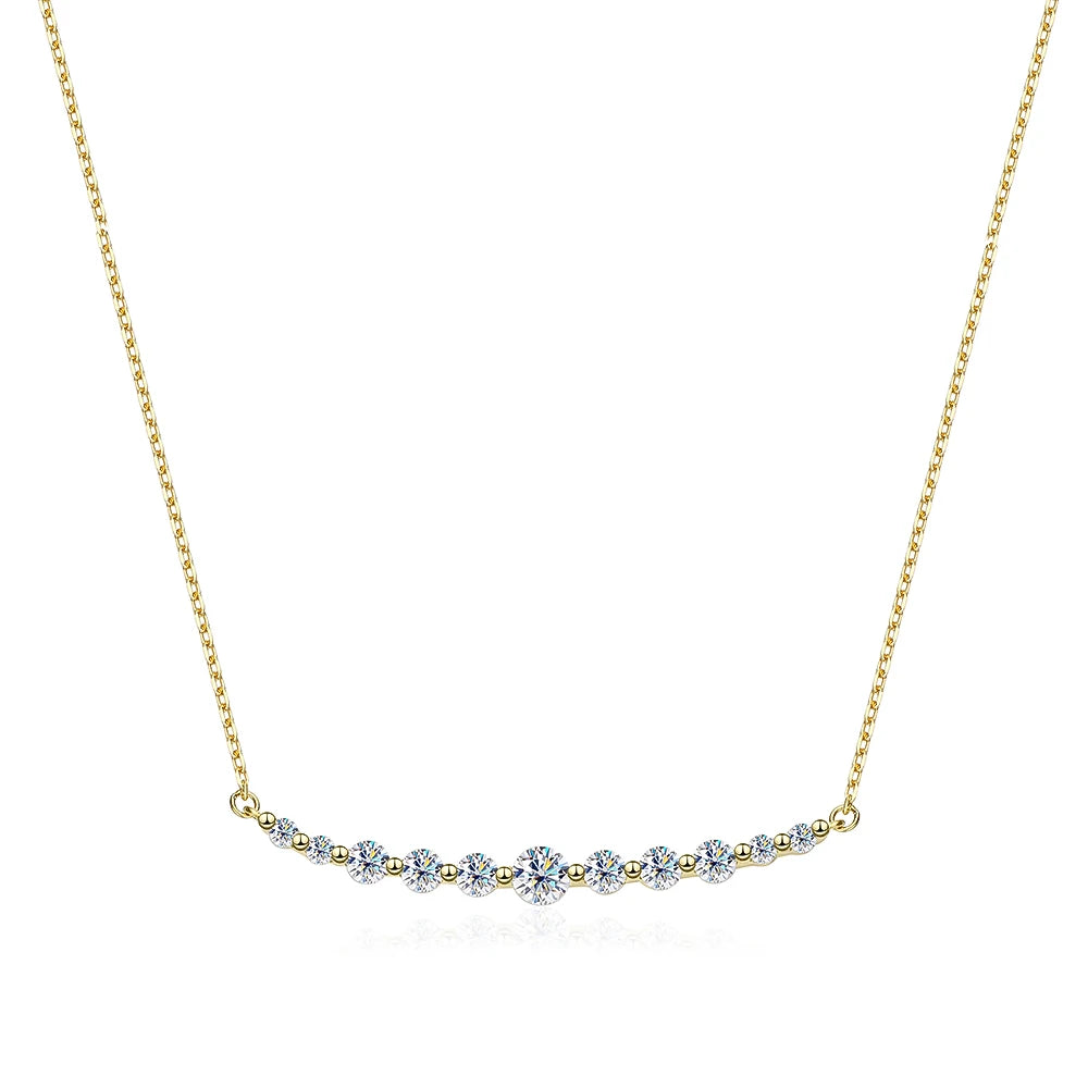 Moissanite Gradient 11 Stone Necklace - Silver