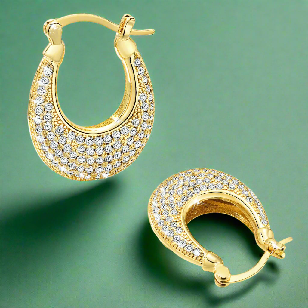 Sparkling Zirconic Stone Studded Hoop Earrings