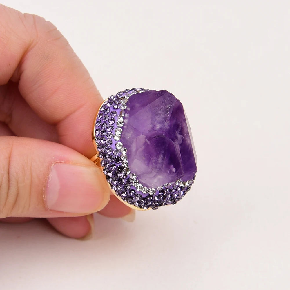 Natural Amethsyt in Druzy Stone Ring