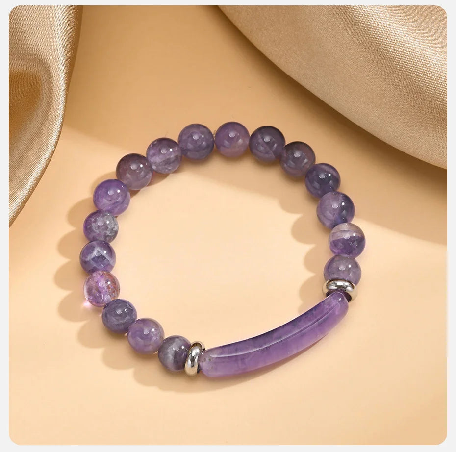 Amethyst Beaded Stretch Bracelet