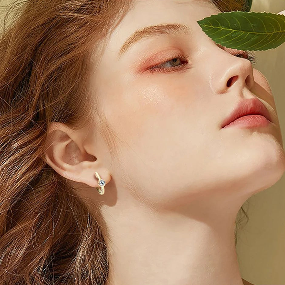 Moissanite Bubble Hoop Earrings - Gold Plated