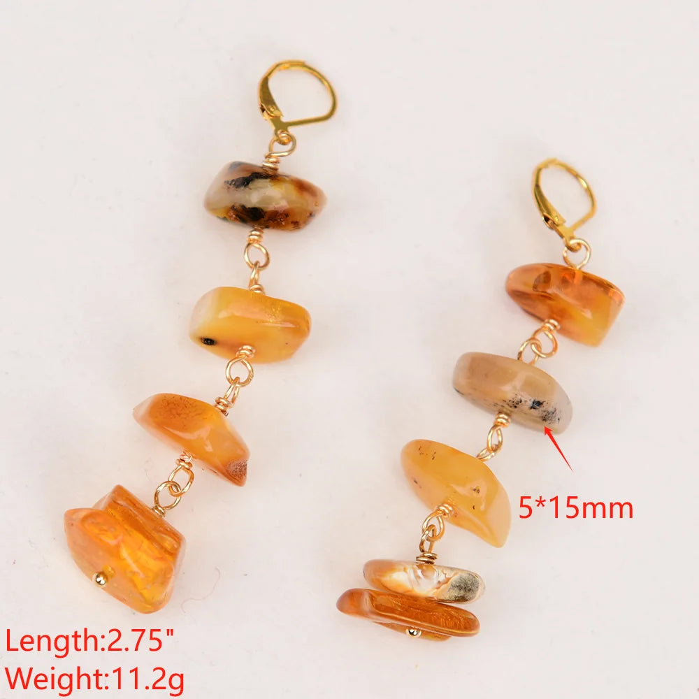 Natural Rare Amber Drop Earrings