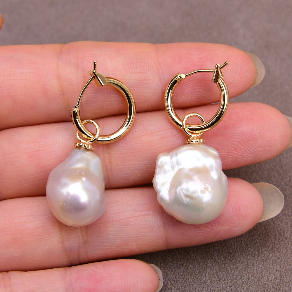 Cultured Freshwater White Baroque Pearl Earrings