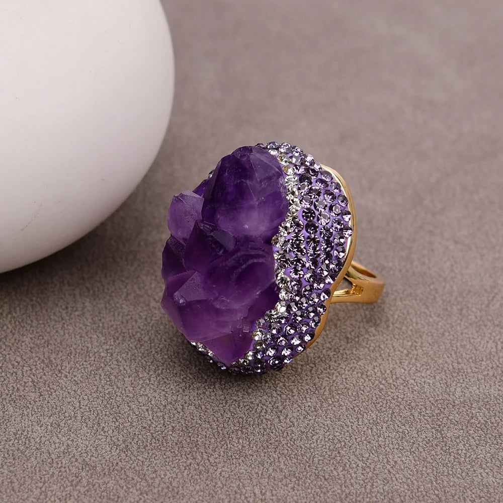 Natural Amethsyt in Druzy Stone Ring