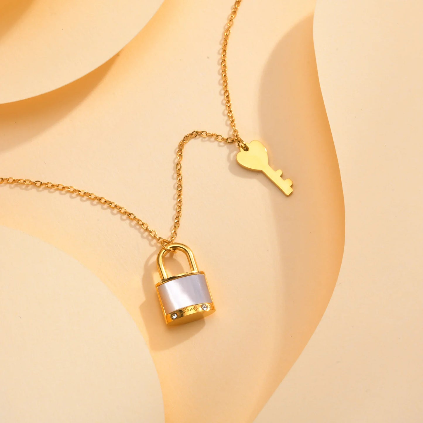 Shell Lock and Key Pendant Necklace