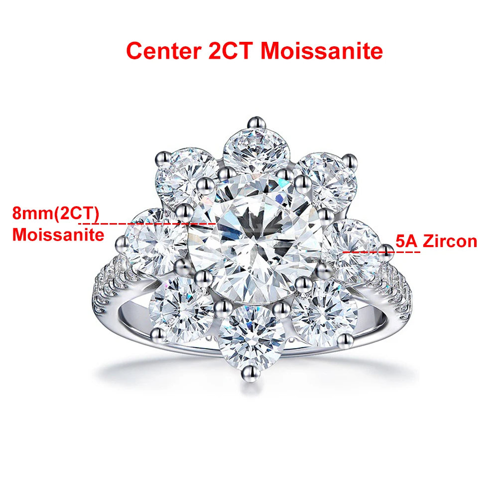 Moissanite Sunflower Ring - Gold Plated