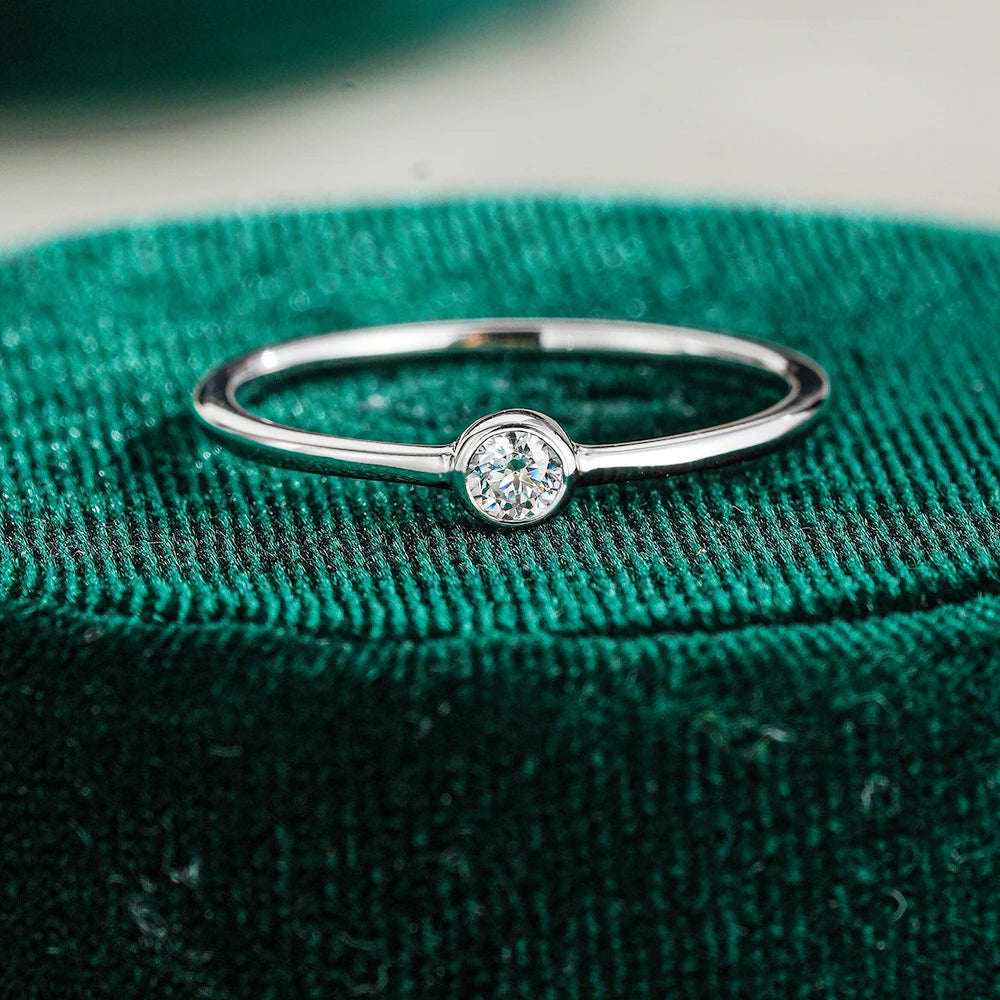 Moissanite Bubble Solitaire Ring - Gold Plated