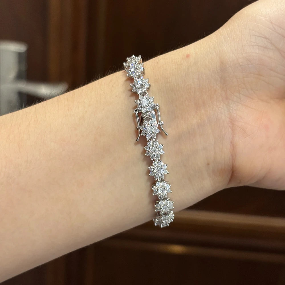 Moissanite Sunflower Tennis Bracelet - Silver