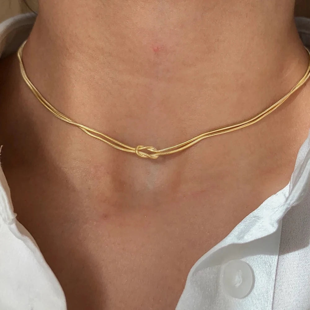 Simple Knotted Snake Chain Necklace