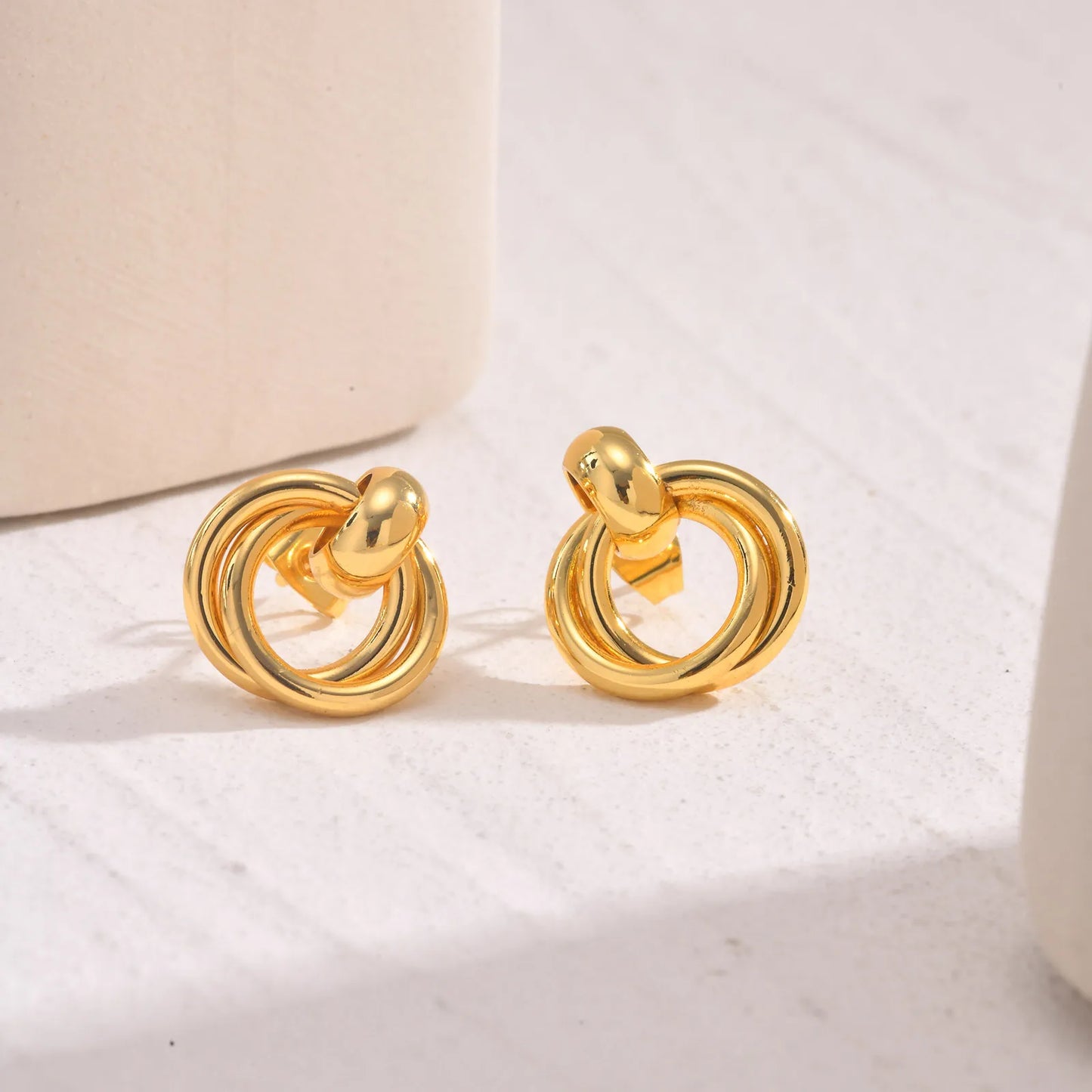 Double Circle Stud Earrings