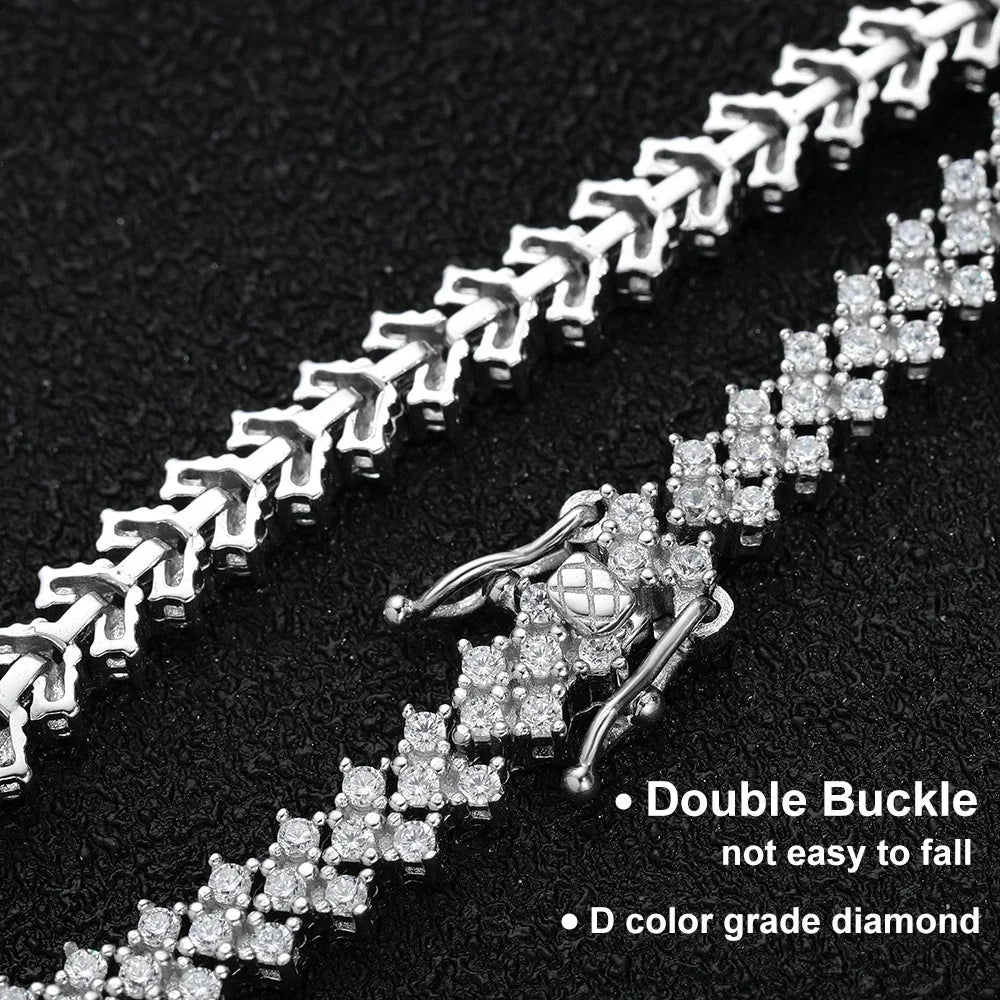 Moissanite/Zircon Zigzag Tennis Bracelet - Gold Plated