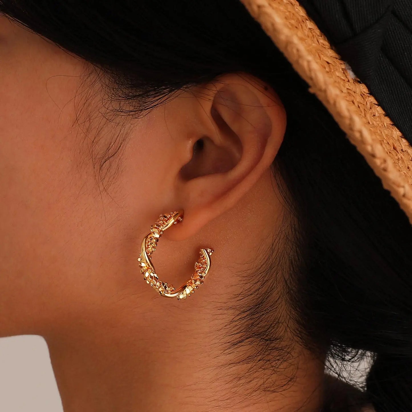 C Shaped Hoop Earrings