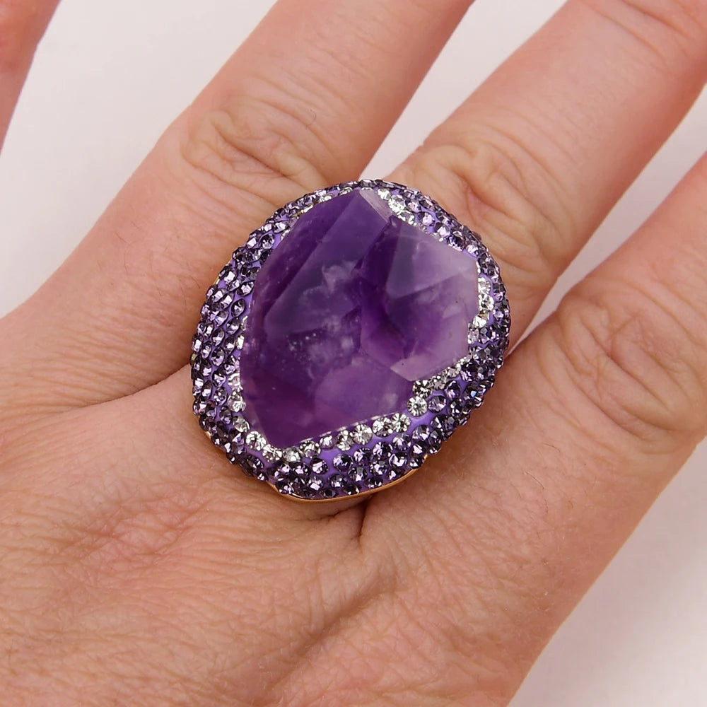 Natural Amethsyt in Druzy Stone Ring