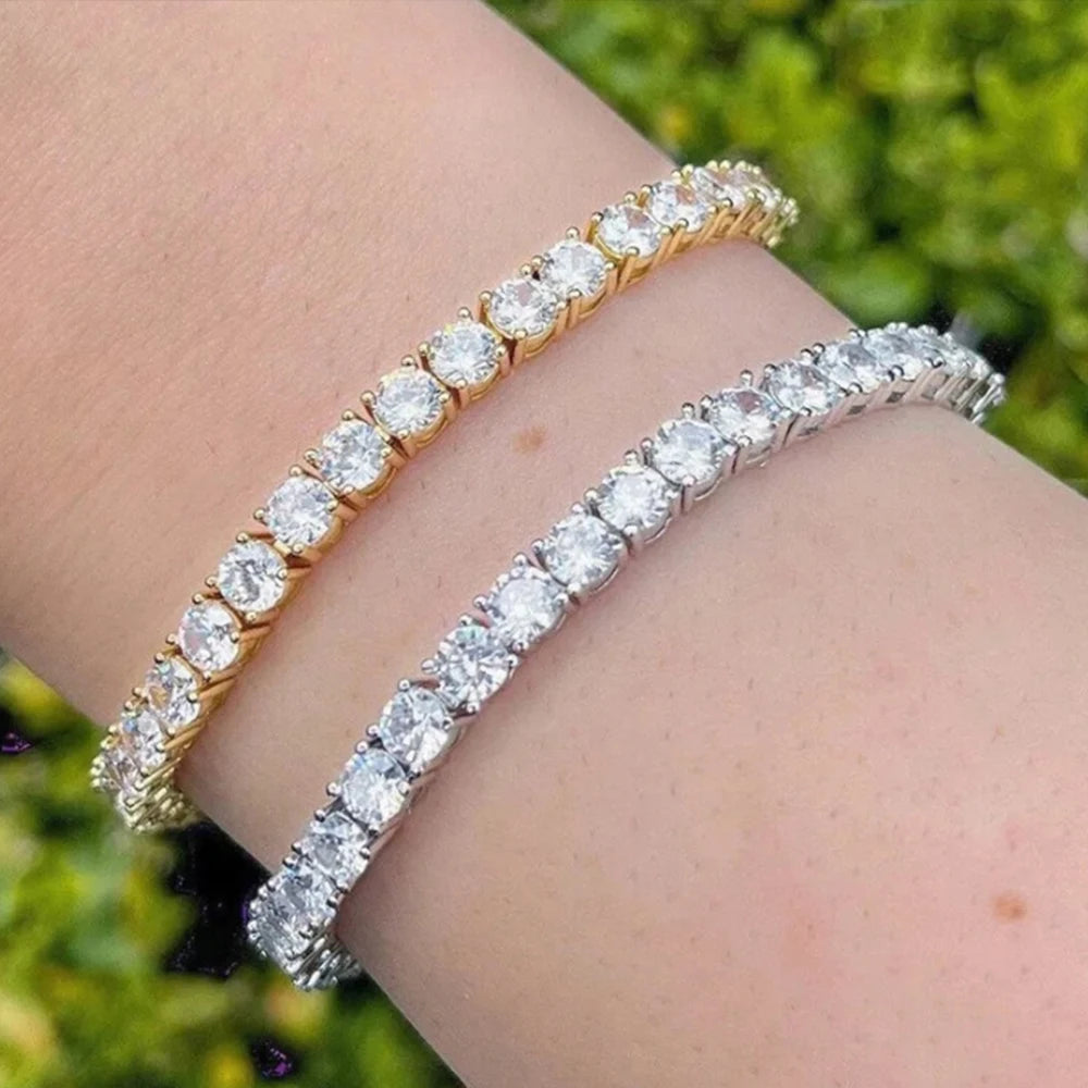 Moissanite Unisex Round Tennis Bracelet - Silver