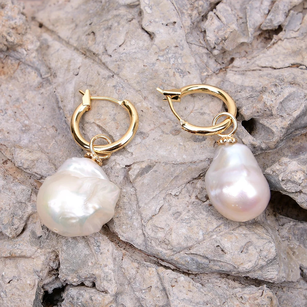 Cultured Freshwater White Baroque Pearl Earrings