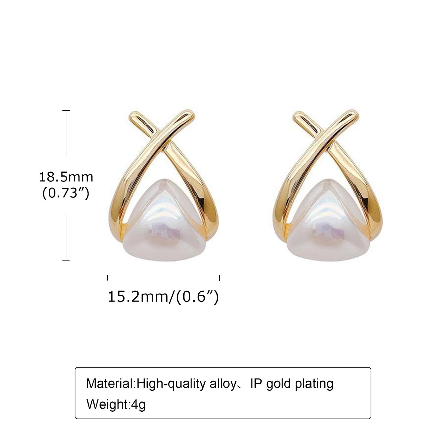 Triangle Shaped Earrings with Pearl